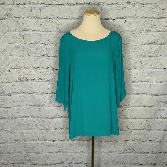 Violet & Claire Teal 3/4 Sleeves Tunic Blouse Size M - Picture 8 of 12